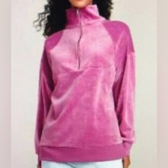 wild fable Jackets & Blazers - Wild Fable Womens Quarter Zip Velour Tunic Sweatshirt Magenta